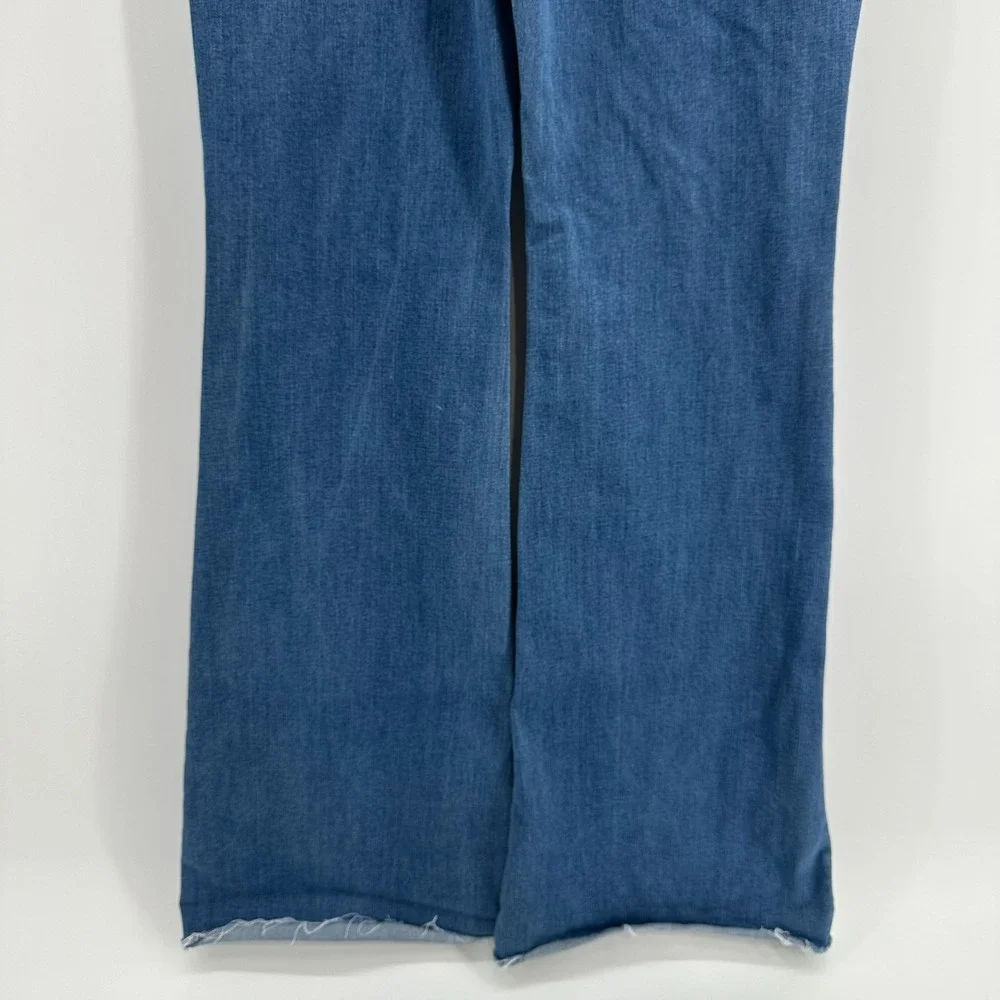 Wild Fable Jeans Womens 8 Blue Denim Low-Rise Flared Leg Front-Cinched Ruched